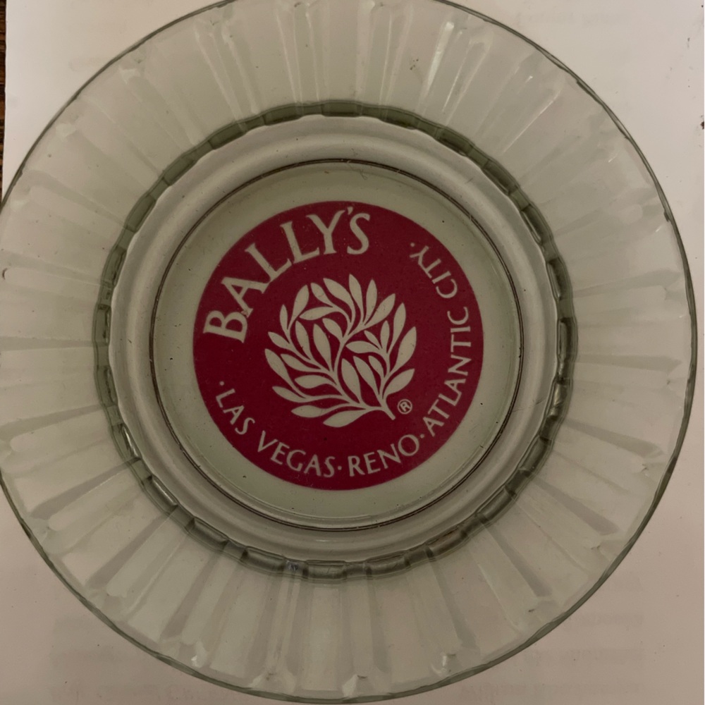 Vintage Bally's Casino Glass Ashtray Las Vegas-Reno-Atlantic City 4.5"